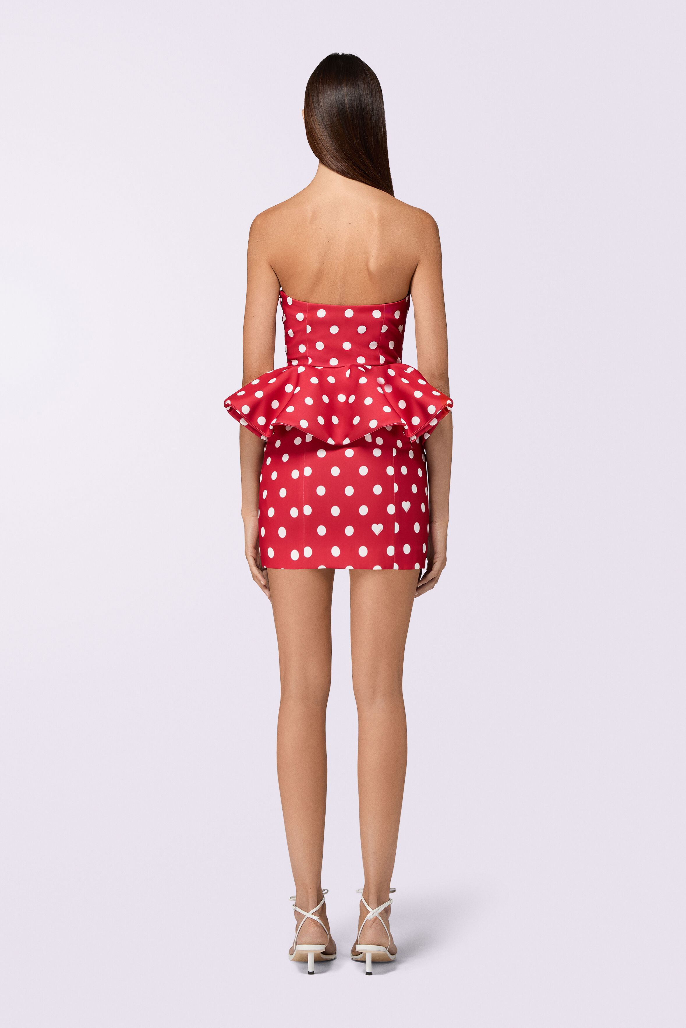 Polka Dot Peplum Mini Dress Red